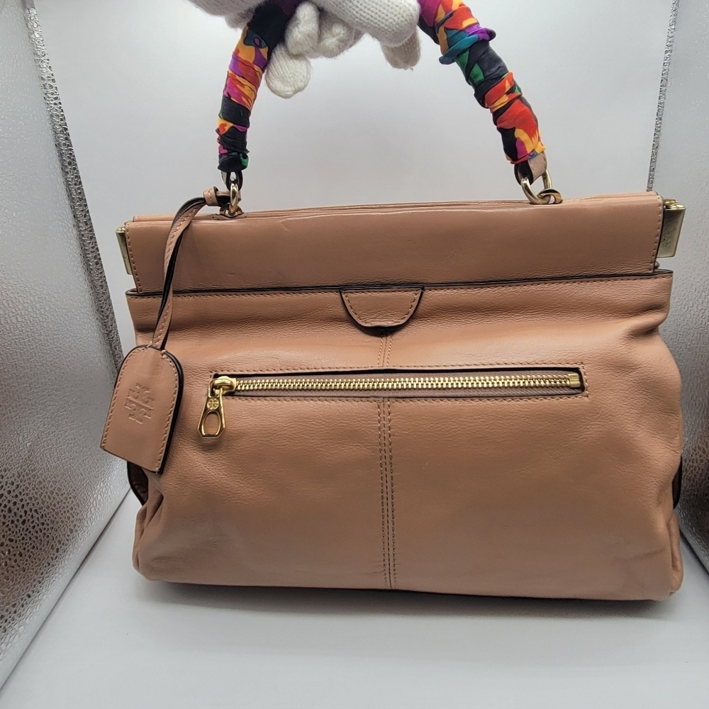 Designer Tory Burch Priscilla Small Frame Satchel Shoulder Strap Push Lock Clasp - Picture 4 of 16